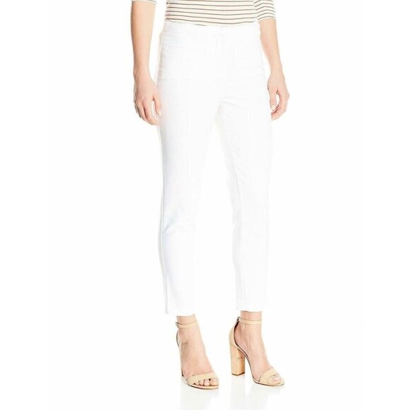 Ellen Tracy White Pull On Linda Slim Ankle Pants 4 - Picture 1 of 4